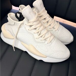 Adidas Y-3 kaiwa Men’s Cream/Off-White Leather High-Top Sneakers